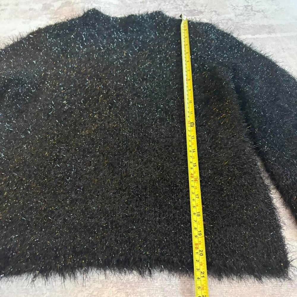 Tory Burch Black Tinsel Mock Neck Eyelash Knit Sweater – S - Picture 12 of 12